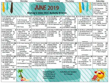 Activity Calendar of Bishop's Glen Retirement Center, Assisted Living, Nursing Home, Independent Living, CCRC, Daytona Beach, FL 3