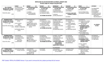 Activity Calendar of Brevillier Village, Assisted Living, Nursing Home, Independent Living, CCRC, Erie, PA 4