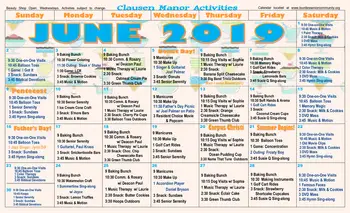 Activity Calendar of Lourdes Senior Community, Assisted Living, Nursing Home, Independent Living, CCRC, Waterford, MI 2