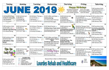 Activity Calendar of Lourdes Senior Community, Assisted Living, Nursing Home, Independent Living, CCRC, Waterford, MI 6