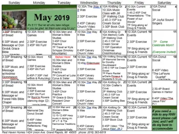 Activity Calendar of Rest Haven Homes, Assisted Living, Nursing Home, Independent Living, CCRC, Grand Rapids, MI 1