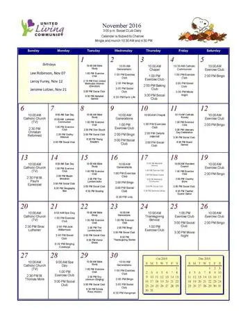 Activity Calendar of United Living Community, Assisted Living, Nursing Home, Independent Living, CCRC, Brookings, SD 3