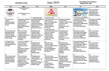 Activity Calendar of The Village of St. Edward, Assisted Living, Nursing Home, Independent Living, CCRC, Fairlawn, OH 5