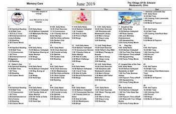 Activity Calendar of The Village of St. Edward, Assisted Living, Nursing Home, Independent Living, CCRC, Fairlawn, OH 7