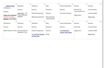 Activity Calendar of Woodside Senior Communities, Assisted Living, Nursing Home, Independent Living, CCRC, Green Bay, WI 6