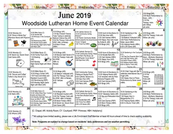 Activity Calendar of Woodside Senior Communities, Assisted Living, Nursing Home, Independent Living, CCRC, Green Bay, WI 7