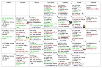 Activity Calendar of Apostolic Christian Village, Assisted Living, Nursing Home, Independent Living, CCRC, Rittman, OH 2
