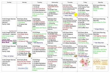 Activity Calendar of Apostolic Christian Village, Assisted Living, Nursing Home, Independent Living, CCRC, Rittman, OH 11
