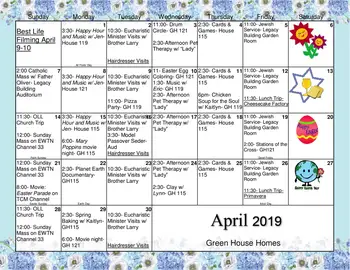 Activity Calendar of Green Hill, Assisted Living, Nursing Home, Independent Living, CCRC, West Orange, NJ 5