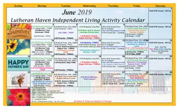 Activity Calendar of Lutheran Haven, Assisted Living, Nursing Home, Independent Living, CCRC, Oviedo, FL 3