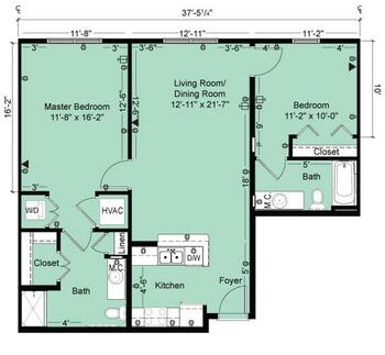 Floorplan of The Oaks of Lousiana, Assisted Living, Nursing Home, Independent Living, CCRC, Shreveport, LA 16