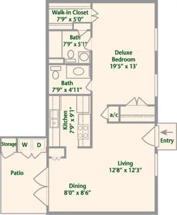 Floorplan of The Oaks of Lousiana, Assisted Living, Nursing Home, Independent Living, CCRC, Shreveport, LA 19