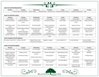 Dining menu of The Oaks of Lousiana, Assisted Living, Nursing Home, Independent Living, CCRC, Shreveport, LA 2