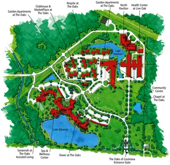 Campus Map of The Oaks of Lousiana, Assisted Living, Nursing Home, Independent Living, CCRC, Shreveport, LA 1