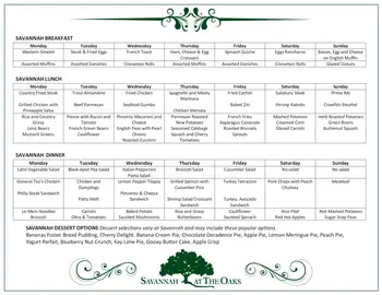 Dining menu of The Oaks of Lousiana, Assisted Living, Nursing Home, Independent Living, CCRC, Shreveport, LA 4