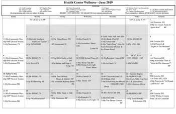 Activity Calendar of Oklahoma Methodist Manor, Assisted Living, Nursing Home, Independent Living, CCRC, Tulsa, OK 1