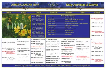 Activity Calendar of Sarasota Bay Club, Assisted Living, Nursing Home, Independent Living, CCRC, Sarasota, FL 1