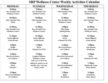 Activity Calendar of Scottish Rite Park, Assisted Living, Nursing Home, Independent Living, CCRC, Des Moines, IA 1