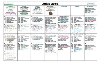 Activity Calendar of St. John's Village, Assisted Living, Nursing Home, Independent Living, CCRC, Woodland, CA 1