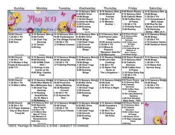 Activity Calendar of Snyder Village, Assisted Living, Nursing Home, Independent Living, CCRC, Metamora, IL 9