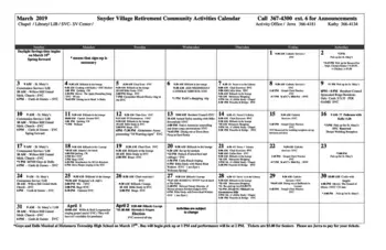 Activity Calendar of Snyder Village, Assisted Living, Nursing Home, Independent Living, CCRC, Metamora, IL 10