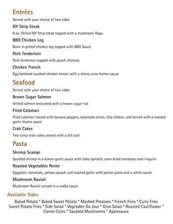 Dining menu of St. John's Meadows, Assisted Living, Nursing Home, Independent Living, CCRC, Rochester, NY 11