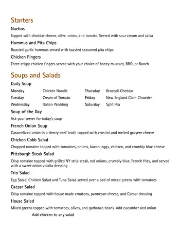 Dining menu of St. John's Meadows, Assisted Living, Nursing Home, Independent Living, CCRC, Rochester, NY 12
