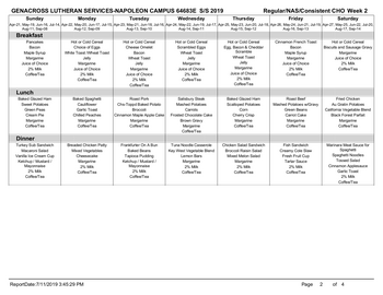 Dining menu of Genacross Lutheran Services Napoleon, Assisted Living, Nursing Home, Independent Living, CCRC, Napoleon, OH 2