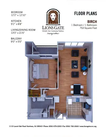 Floorplan of Lions Gate, Assisted Living, Nursing Home, Independent Living, CCRC, Voorhees, NJ 2