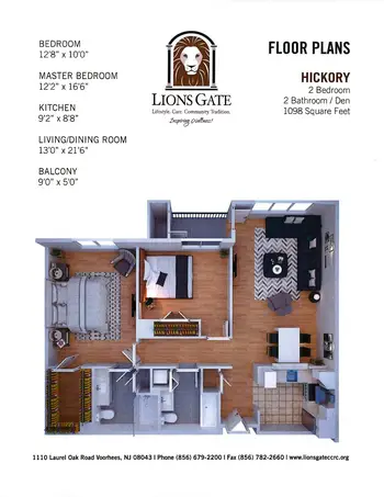 Floorplan of Lions Gate, Assisted Living, Nursing Home, Independent Living, CCRC, Voorhees, NJ 9
