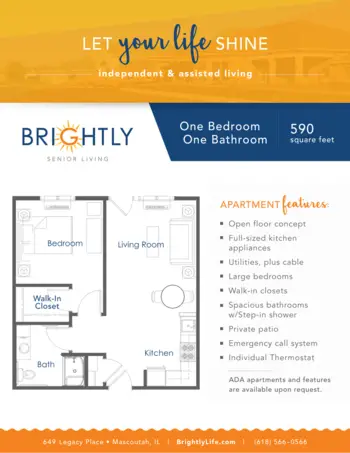 Floorplan of Brightly Senior Living, Assisted Living, Mascoutah, IL 1