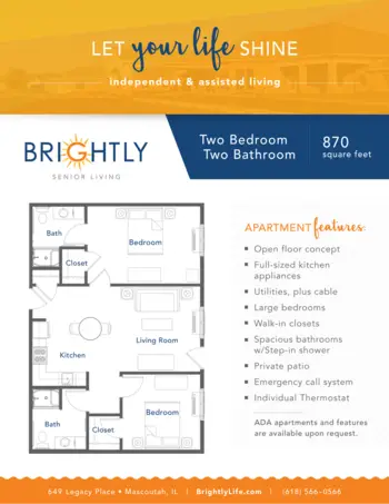 Floorplan of Brightly Senior Living, Assisted Living, Mascoutah, IL 2