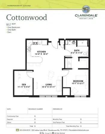 Floorplan of Clarendale at Indian Lake, Assisted Living, Hendersonville, TN 1