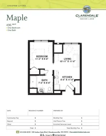 Floorplan of Clarendale at Indian Lake, Assisted Living, Hendersonville, TN 2