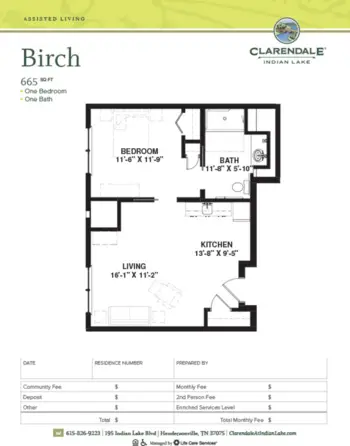 Floorplan of Clarendale at Indian Lake, Assisted Living, Hendersonville, TN 4