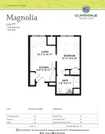 Floorplan of Clarendale at Indian Lake, Assisted Living, Hendersonville, TN 5