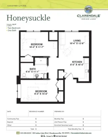 Floorplan of Clarendale at Indian Lake, Assisted Living, Hendersonville, TN 6
