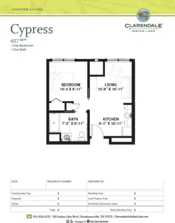 Floorplan of Clarendale at Indian Lake, Assisted Living, Hendersonville, TN 7