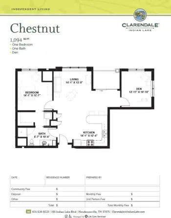 Floorplan of Clarendale at Indian Lake, Assisted Living, Hendersonville, TN 9