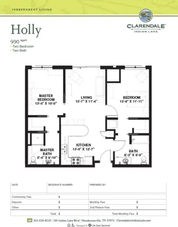 Floorplan of Clarendale at Indian Lake, Assisted Living, Hendersonville, TN 11
