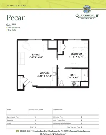Floorplan of Clarendale at Indian Lake, Assisted Living, Hendersonville, TN 17