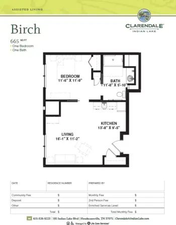 Floorplan of Clarendale at Indian Lake, Assisted Living, Hendersonville, TN 19
