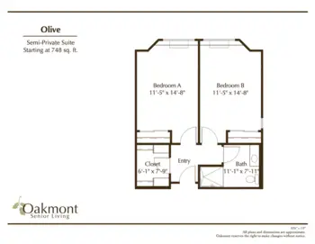 Floorplan of Oakmont of Brookside, Assisted Living, Stockton, CA 3