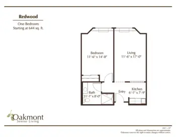 Floorplan of Oakmont of Brookside, Assisted Living, Stockton, CA 4