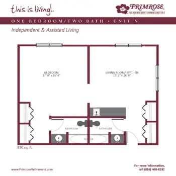 Floorplan of Primrose Retirement Community of Kansas City, Assisted Living, Kansas City, MO 1