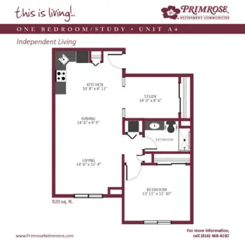 Floorplan of Primrose Retirement Community of Kansas City, Assisted Living, Kansas City, MO 3