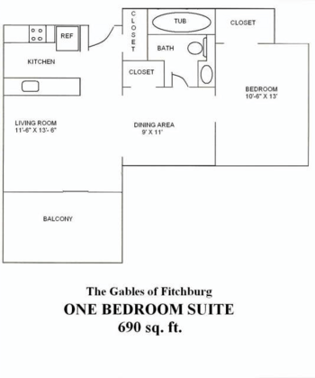 Floorplan of The Gables All Star Senior Living, Assisted Living, Fitchburg, MA 1