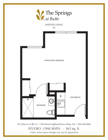 Floorplan of The Springs at Butte, Assisted Living, Memory Care, Butte, MT 3