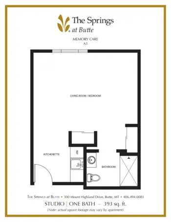Floorplan of The Springs at Butte, Assisted Living, Memory Care, Butte, MT 16
