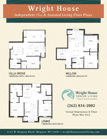 Floorplan of Wright House Senior Living, Assisted Living, Memory Care, Mequon, WI 1